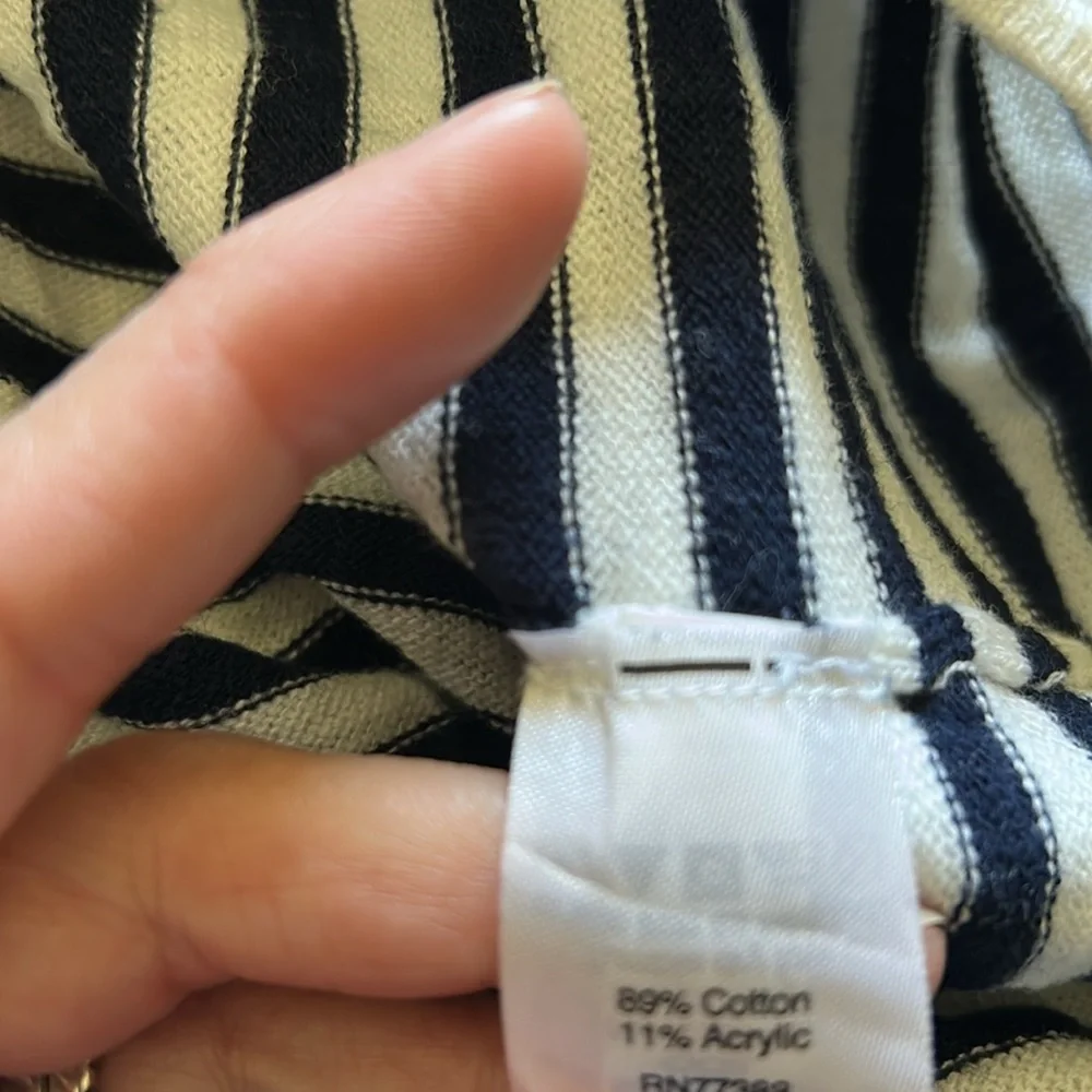 J. Crew Black and White Striped Women's Top 3/4 Sleeves